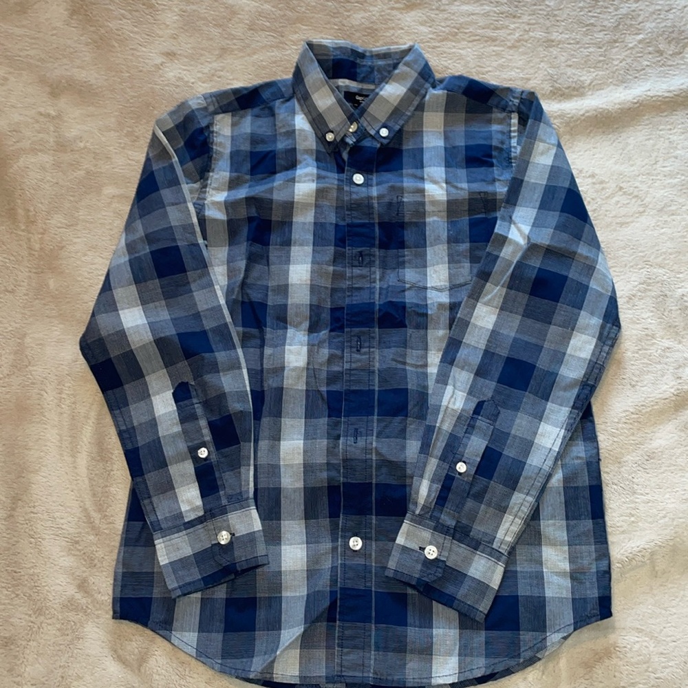 Navy blue and grey boys button down gap factory
